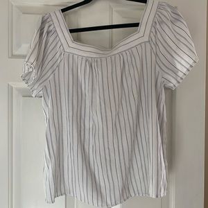 Striped short sleeve blouse
